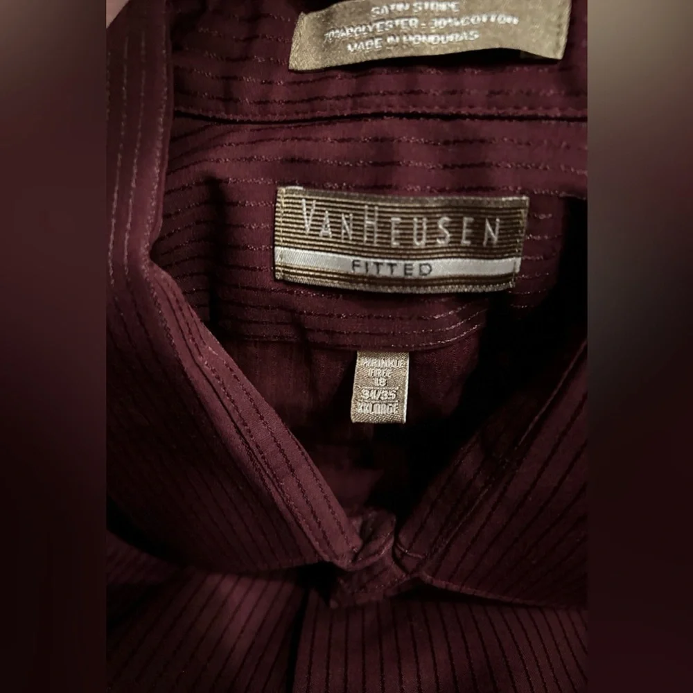 Men's Burgundy Dress Shirt - Picture 6 of 7